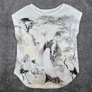 Twinkle Top Women's‎ Small Japanese Geisha Graphic Sleeveless Knit Lightweight